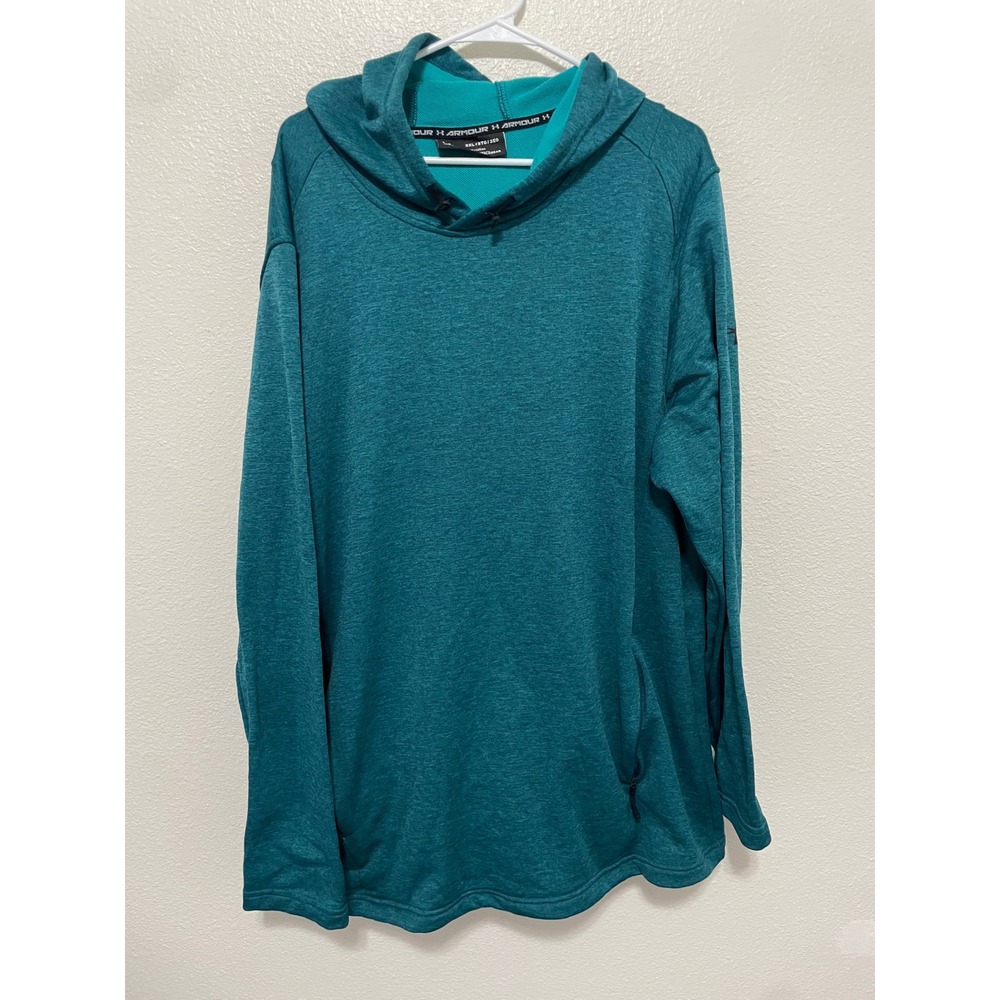 Under Armour Hoodie Mens 3XL Teal Excellent ColdGear 1316206 Pullover Fitted